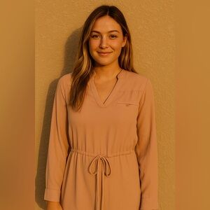 Chic Long Sleeve Blush Dress